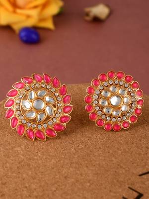 Set of 2 gold plated kundan enamelled traditional finger rings 1
