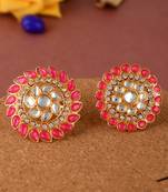 Set of 2 gold plated kundan enamelled traditional finger rings