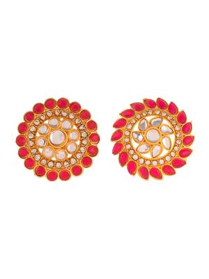Set of 2 gold plated kundan enamelled traditional finger rings 4