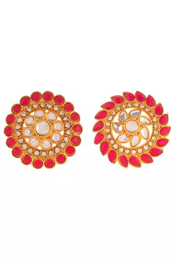 Set of 2 gold plated kundan enamelled traditional finger rings