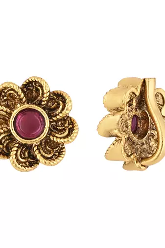 I Jewels Traditional Clip On Nose Pin Without Piercing For Women And Girls