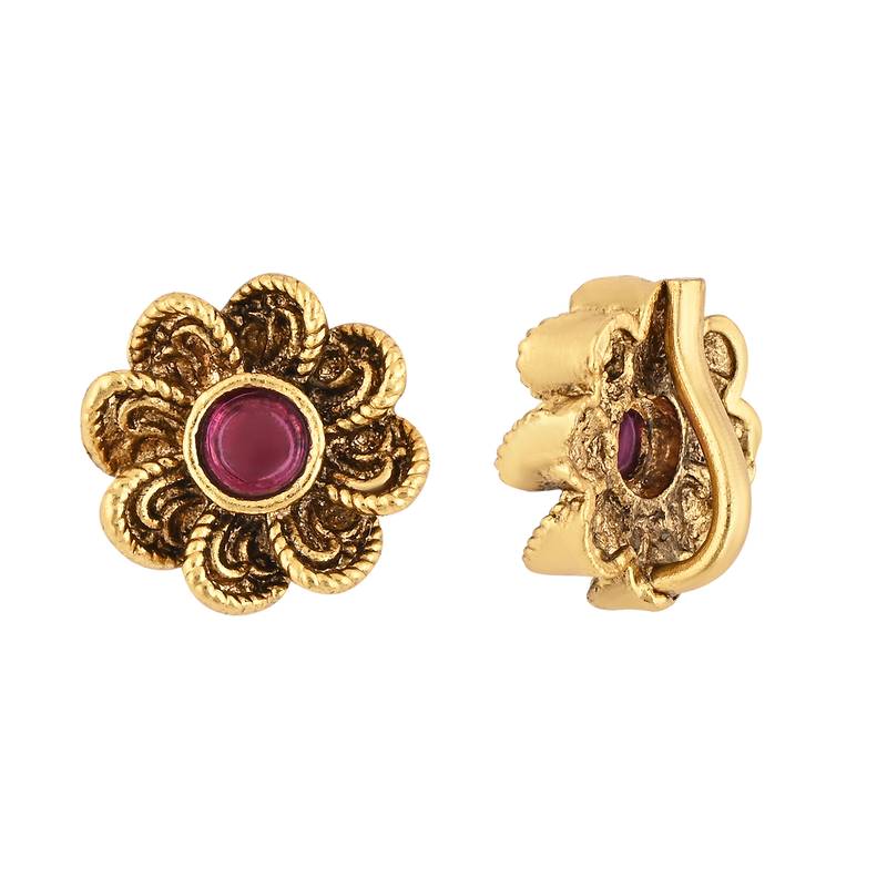 I Jewels Traditional Clip On Nose Pin Without Piercing For Women And Girls