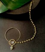 White Alloy Gold Plated Pearl Embellished Nath Nose Ring