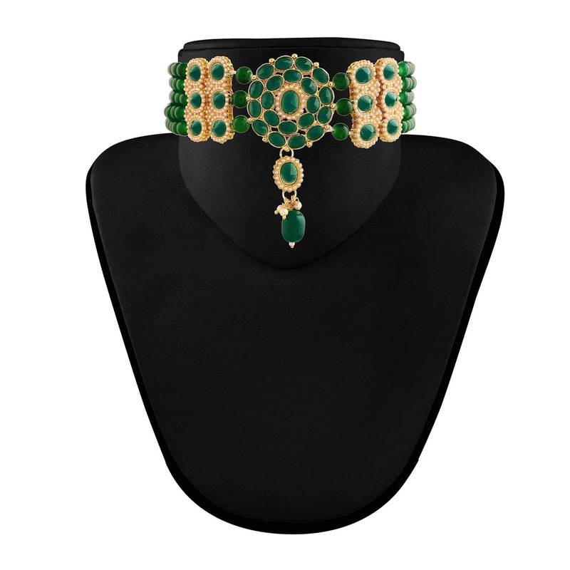 Traditional Pearl Choker Necklace Jewellery Set with Earrings & Maang Tikka Set for Women