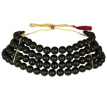 Traditional Black Pearl Beaded Stylish Moti Choker Necklace Jewellery Set with Stud Earrings for women 3