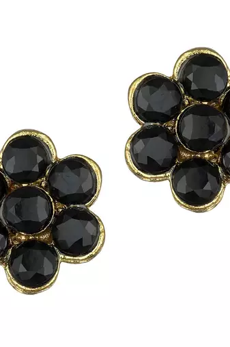 Traditional Black Pearl Beaded Stylish Moti Choker Necklace Jewellery Set with Stud Earrings for women