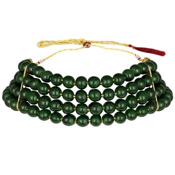 Traditional Green Pearl Beaded Stylish Moti Choker Necklace Jewellery Set with Stud Earrings for women 5