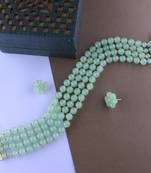 Traditional Pearl Beaded Stylish Moti Choker Necklace Jewellery Set with Stud Earrings for women/Girls