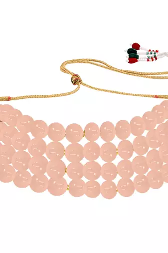 Traditional Pearl Beaded Stylish Moti Choker Necklace Jewellery Set with Stud Earrings for women/Girls