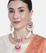 Meenakari Pearl & Kundan Studded Choker Necklace Jewellery Set