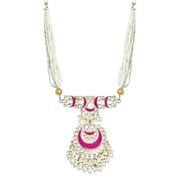Meenakari Pearl & Kundan Studded Choker Necklace Jewellery Set 4