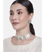 Traditional Pearl Beaded Choker Necklace Jewellery Set with Earrings For Women/Girls