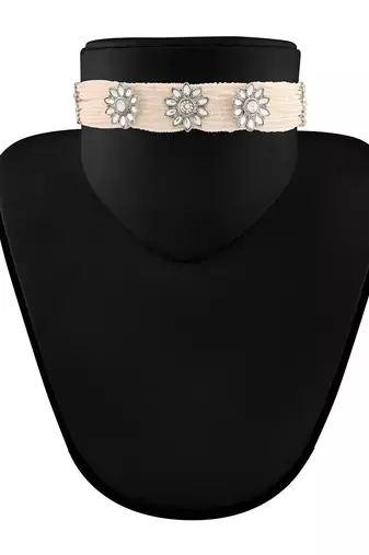 Traditional Pearl Beaded Choker Necklace Jewellery Set with Earrings For Women/Girls
