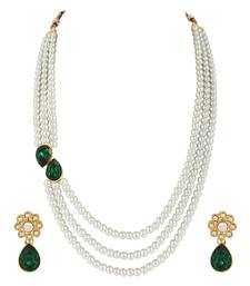 Traditional Stone Studded Pearl Long Necklace Jewellery Set