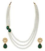 Traditional Stone Studded Pearl Long Necklace Jewellery Set