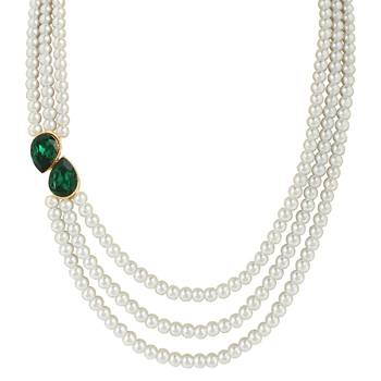 Traditional Stone Studded Pearl Long Necklace Jewellery Set 5