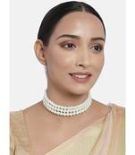 Handcrafted 3 Layer Light Weight Pearl Choker Necklace Jewellery Set