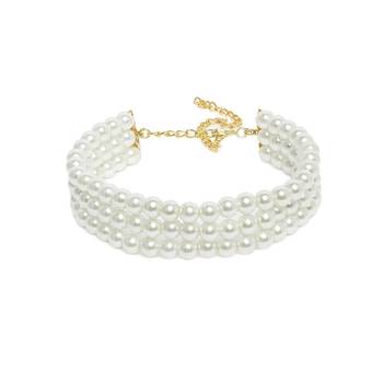 Handcrafted 3 Layer Light Weight Pearl Choker Necklace Jewellery Set 2
