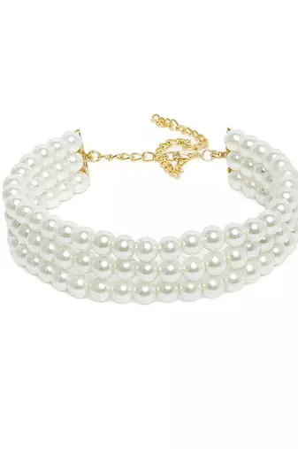 Handcrafted 3 Layer Light Weight Pearl Choker Necklace Jewellery Set