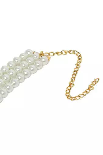 Handcrafted 3 Layer Light Weight Pearl Choker Necklace Jewellery Set