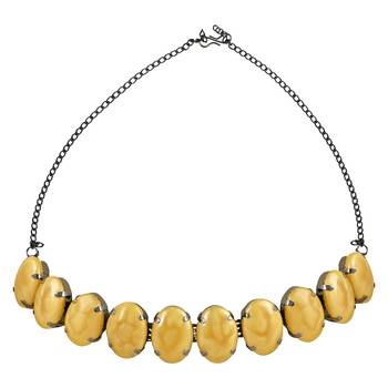 Glamorous Fashionable Eye-Catching Yellow Beaded Choker and Earrings Set 5