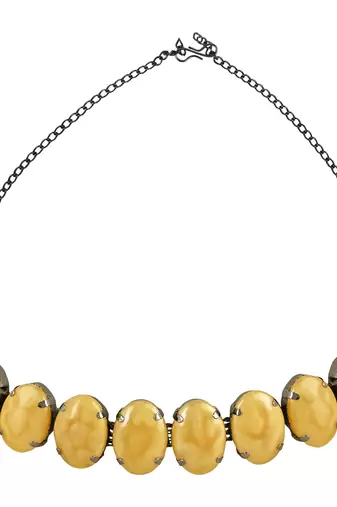 Glamorous Fashionable Eye-Catching Yellow Beaded Choker and Earrings Set