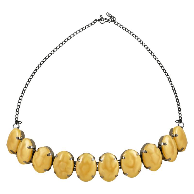 Glamorous Fashionable Eye-Catching Yellow Beaded Choker and Earrings Set