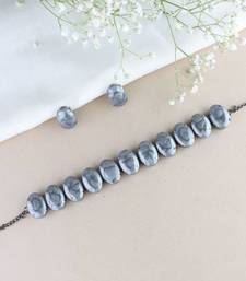 Glamorous Fashionable Eye-Catching Grey Beaded Choker and Earrings Set