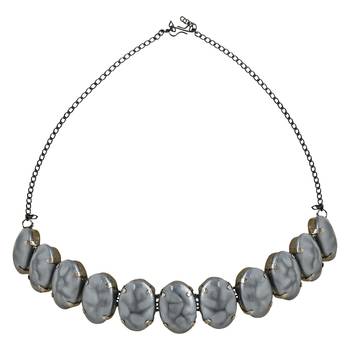 Glamorous Fashionable Eye-Catching Grey Beaded Choker and Earrings Set 3