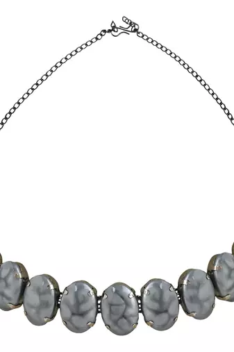 Glamorous Fashionable Eye-Catching Grey Beaded Choker and Earrings Set