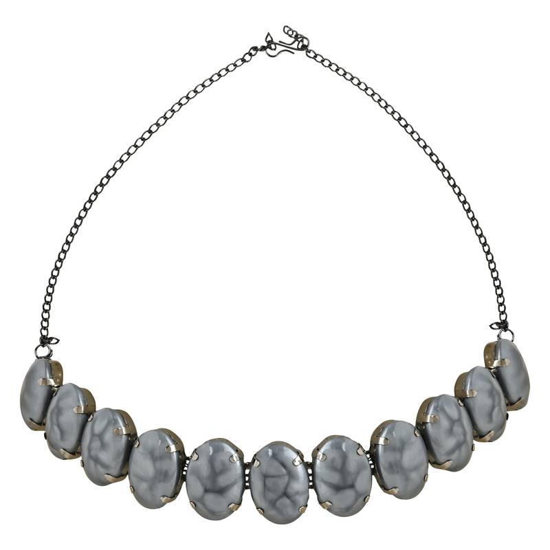 Glamorous Fashionable Eye-Catching Grey Beaded Choker and Earrings Set