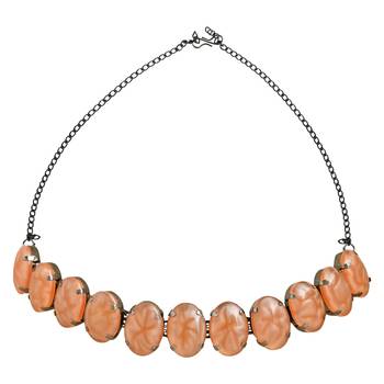 Glamorous Fashionable Eye-Catching Peach Beaded Choker and Earrings Set 3
