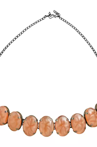Glamorous Fashionable Eye-Catching Peach Beaded Choker and Earrings Set
