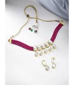 Crystal Pearl Traditional Choker Necklace with Earrings Jewellery Set for Women Girls 