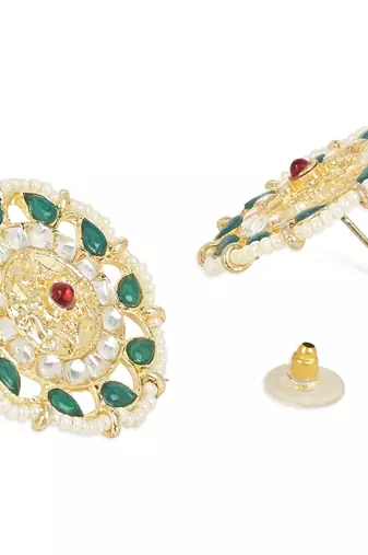 Kundan & Stone Handcrafted Pearl Choker Necklace Jewellery With Stud Earrings Set