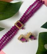 Stone Pearl Choker Necklace Jewellery Set For Women/Girls