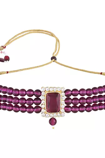 Stone Pearl Choker Necklace Jewellery Set For Women/Girls