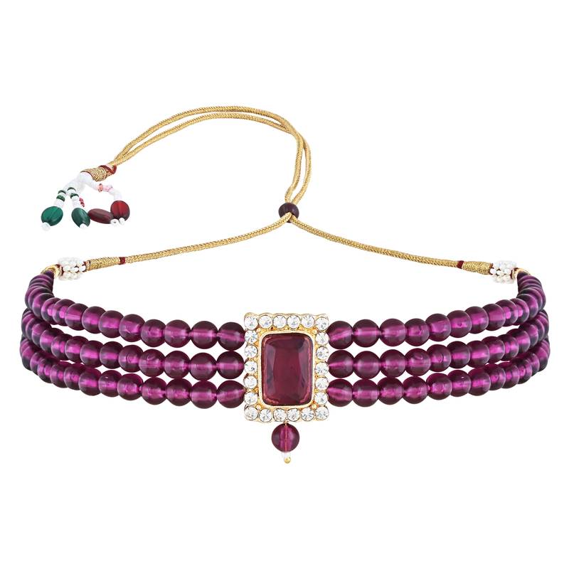 Stone Pearl Choker Necklace Jewellery Set For Women/Girls