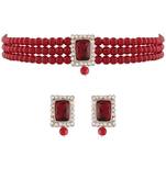 Stone Pearl Choker Necklace Jewellery Set For Women/Girls