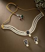 Stone Pearl Choker Necklace Jewellery Set