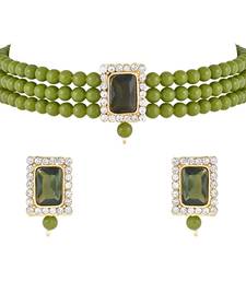 Stone Pearl Choker Necklace Jewellery Set For Women/Girls