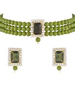Stone Pearl Choker Necklace Jewellery Set For Women/Girls
