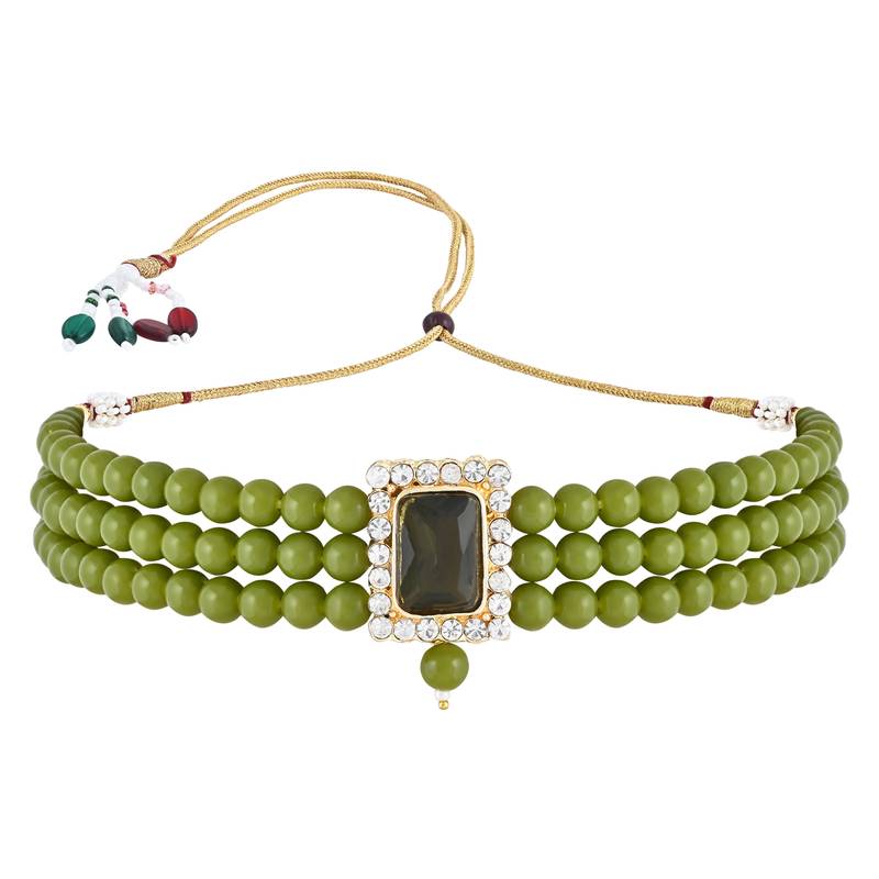 Stone Pearl Choker Necklace Jewellery Set For Women/Girls