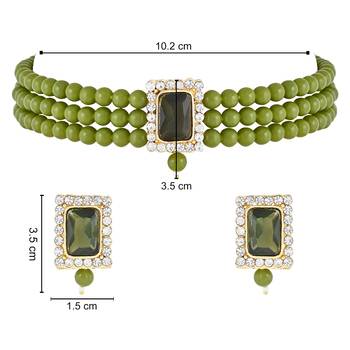 Stone Pearl Choker Necklace Jewellery Set For Women/Girls 5