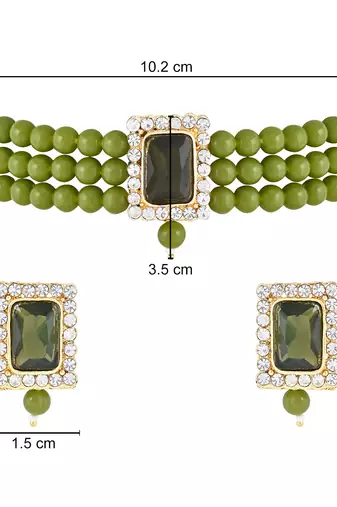 Stone Pearl Choker Necklace Jewellery Set For Women/Girls