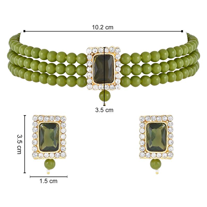 Stone Pearl Choker Necklace Jewellery Set For Women/Girls