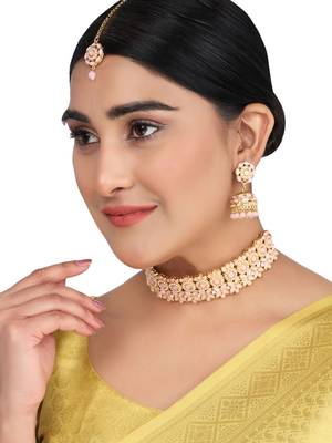 Round Traditional Choker with Pink Beads and Stone for Women and Girls 1