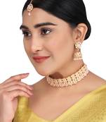 Round Traditional Choker with Pink Beads and Stone for Women and Girls