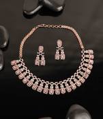 Rose-Gold Plated American Diamond Stone Studded Choker Necklace