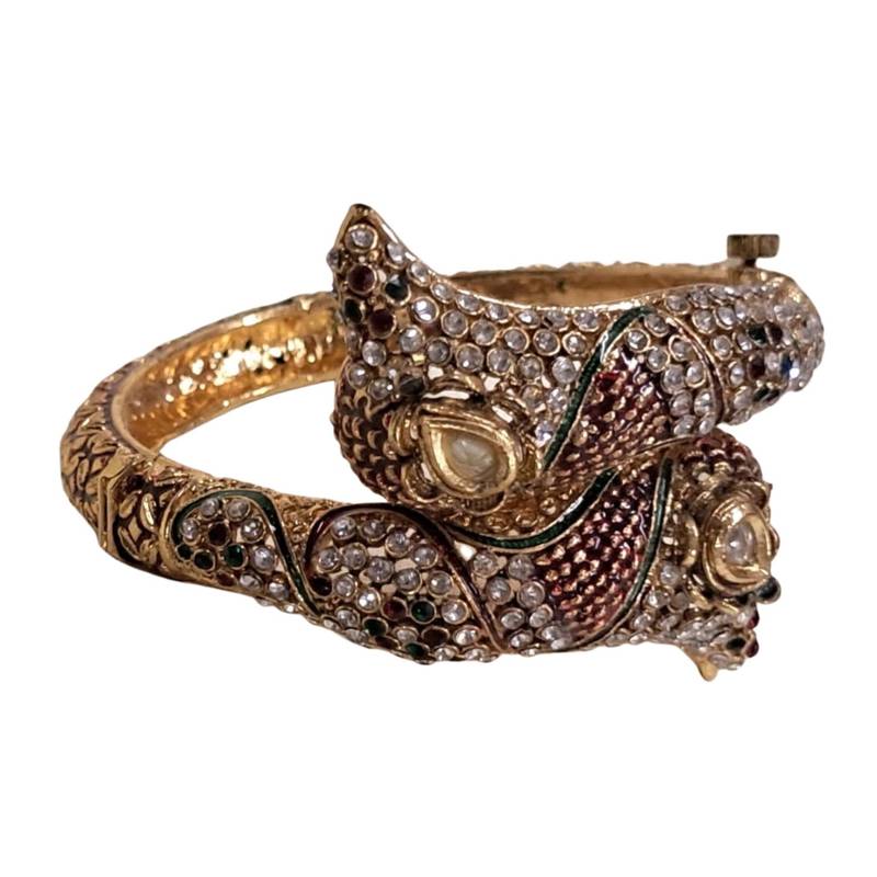 Designer Rajwadi Plated Meenakari Enamel Stone Brass Kada for Women (1 Piece)